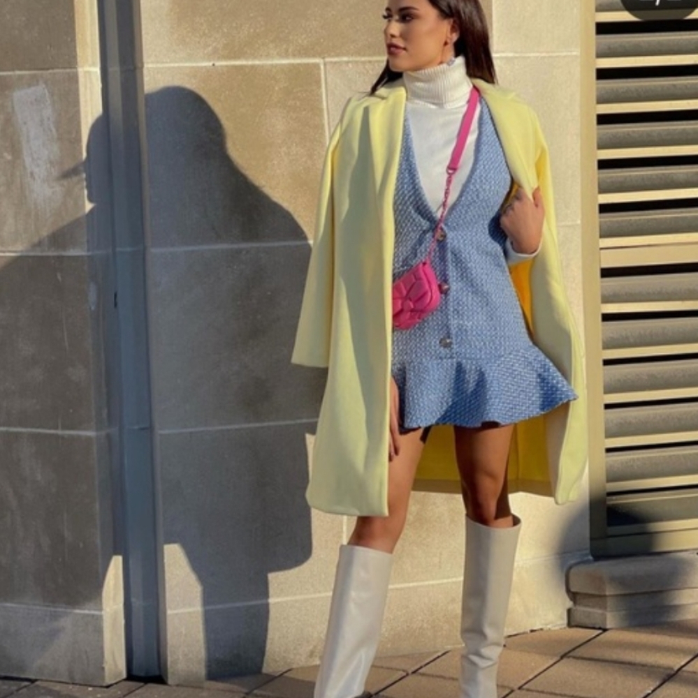 Zara RUFFLED TEXTURED PINAFORE DRESS - Picture 10 of 17